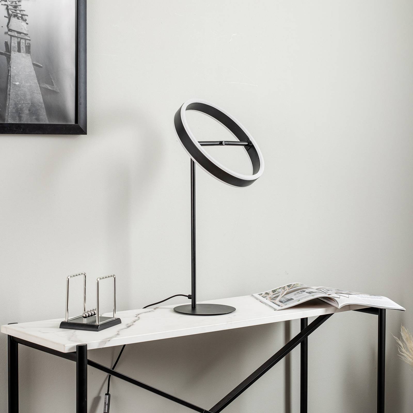 Lucande LED-bordslampa Yekta 3-stepdim svart