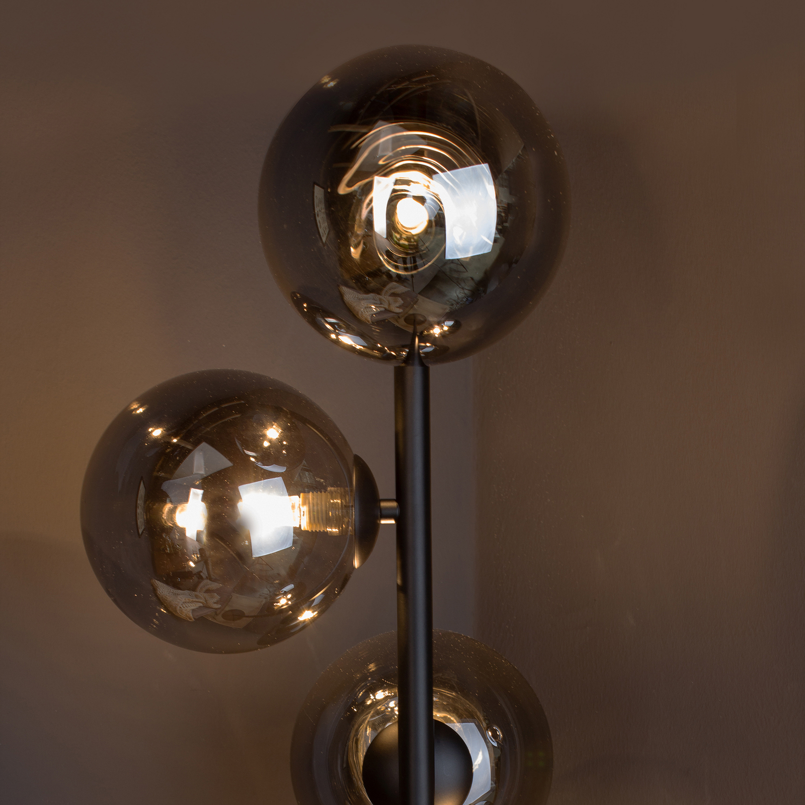 Neptune floor lamp smoked glass globes, black