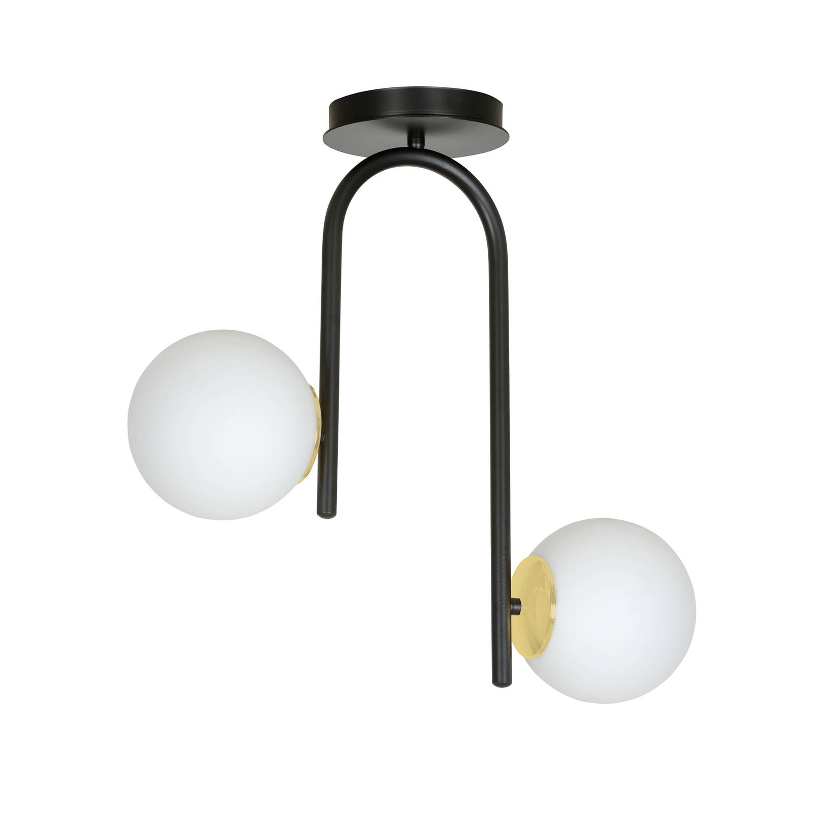 Grand ceiling light, black/gold, twobulb Lights.co.uk