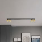 Spot de tavan Hero, negru/auriu, 4 becuri, 120 cm, metal