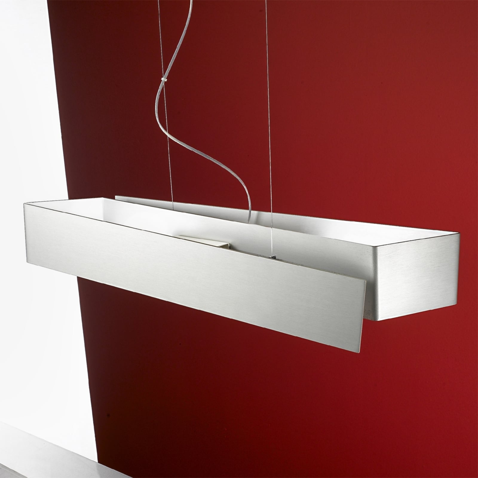 Linea Light Attractive hanging light ZigZag, for Workroom / Office, aluminium, E27, 52 W, energy efficiency: A++, L: 56.5 cm, W: 19.8 cm, H: 15.9 cm