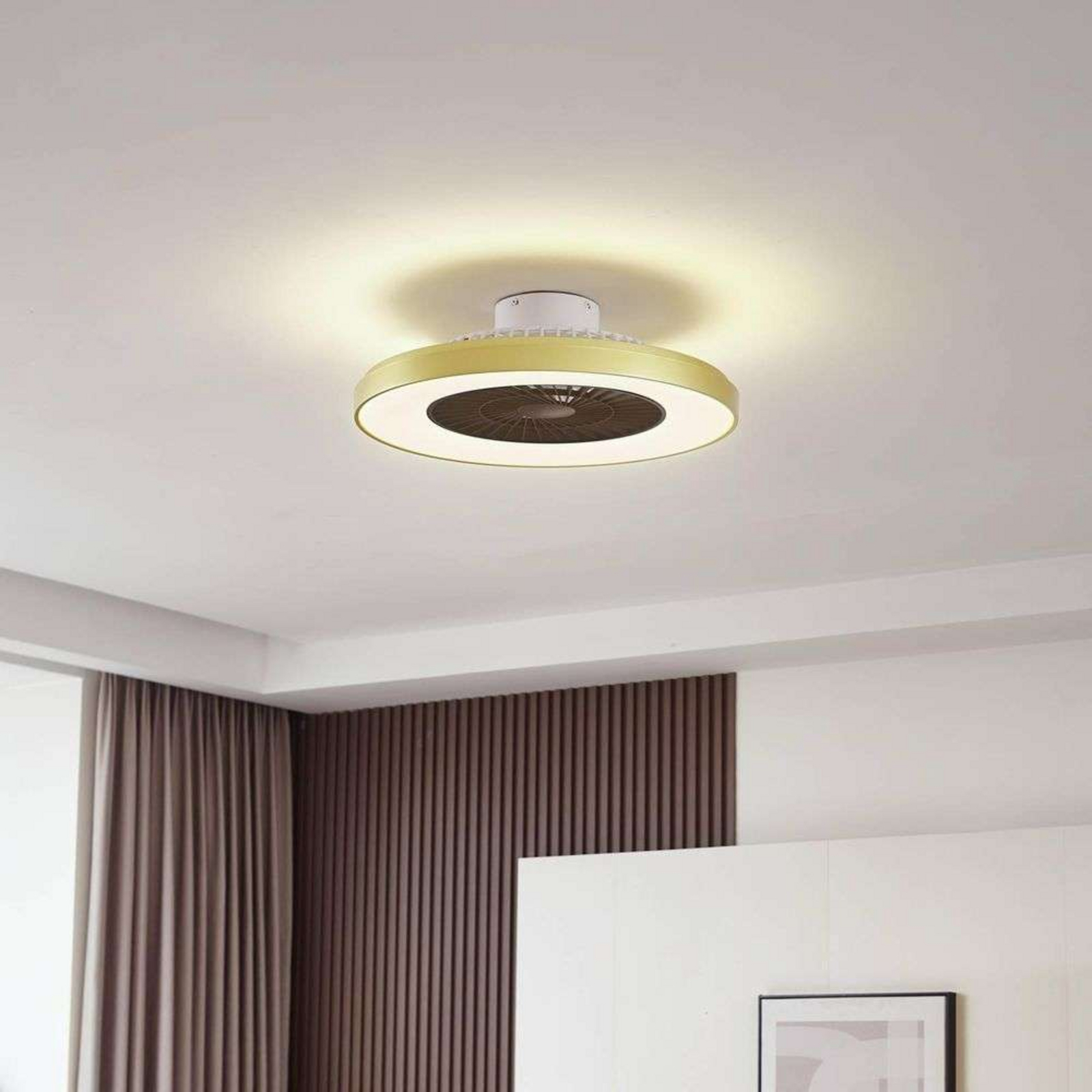 Teleo LED Ventilador de techo Latón - Lindby