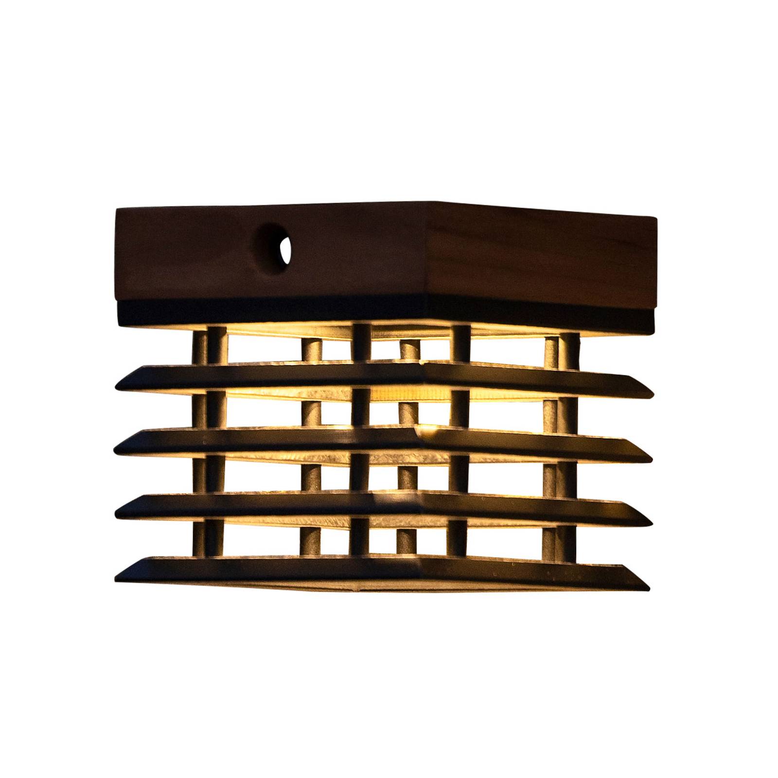 Les Jardins Tekura LED solar wall light made of teak, teak, high pressure laminate (HPL), 2 W, W: 15 cm, H: 14 cm