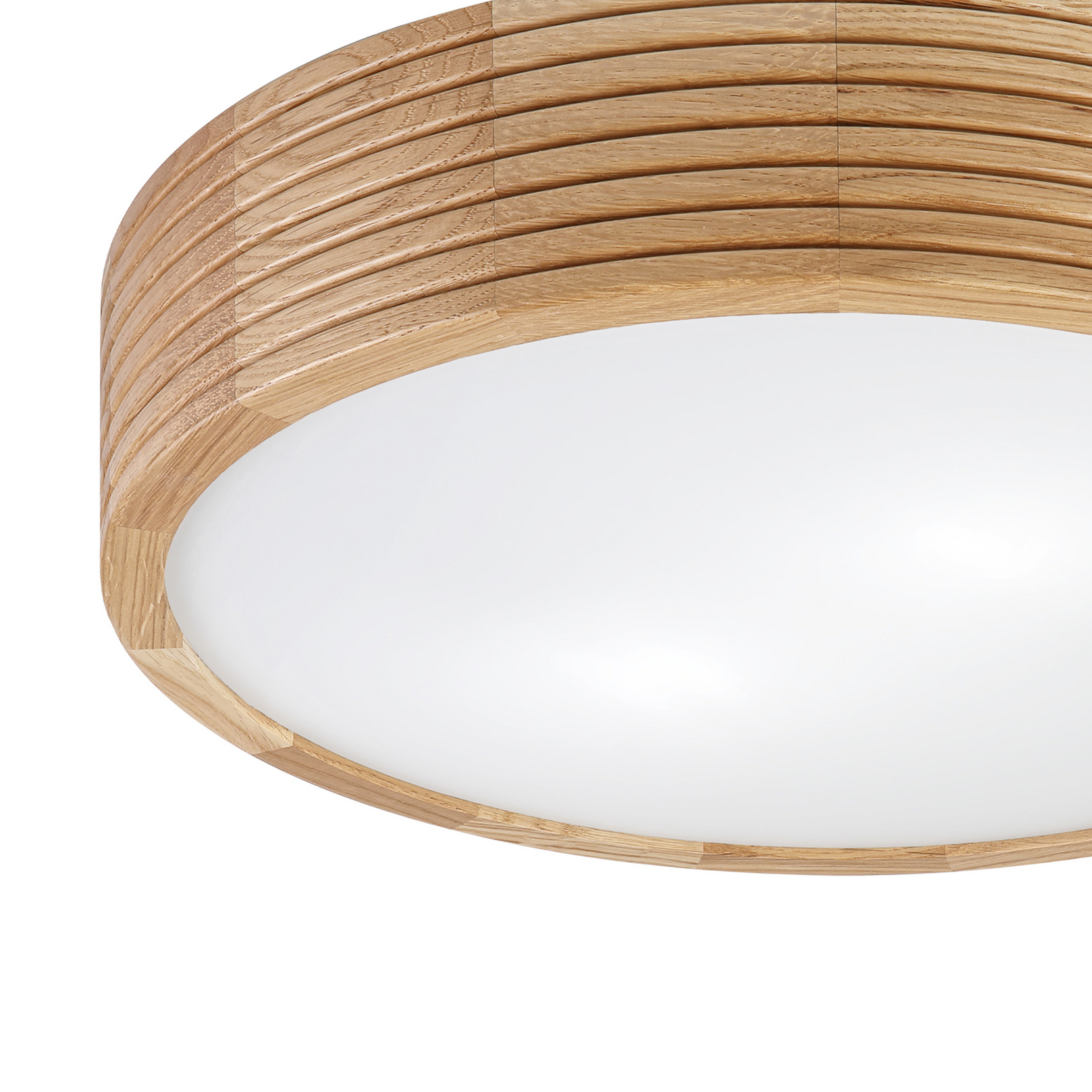 Deckenleuchte Linaro, Eichenholz/Glas, Ø 38 cm, E27 Deckenleuchte Linaro, Eichenholz/Glas, Ø 38 cm, E27