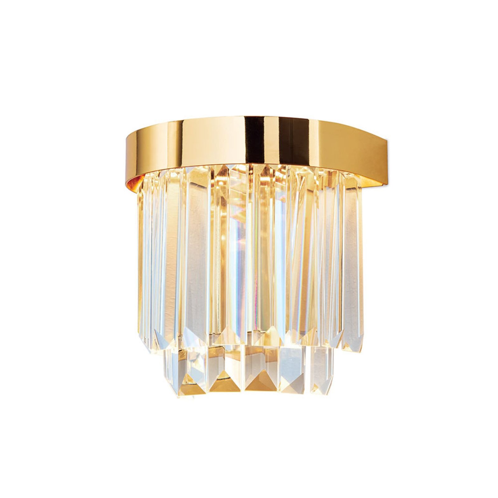 Candeeiro de parede Prism LED com luz ascendente e descendente, dourado