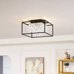 Lucande LED plafondlamp Kassi, zwart, ijzer, dimbaar, 40cm