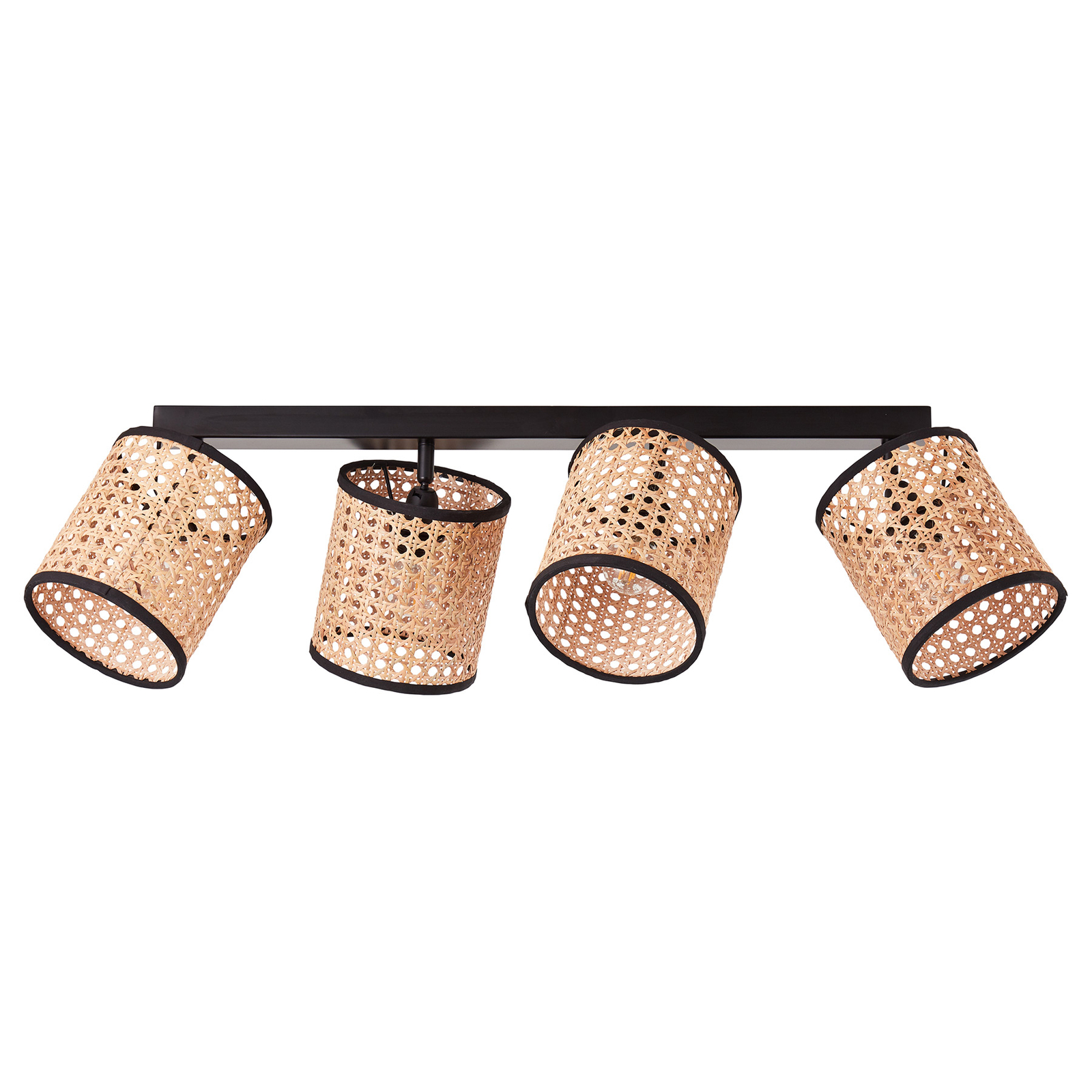 Wiley ceiling spotlight with rattan, 4-bulb