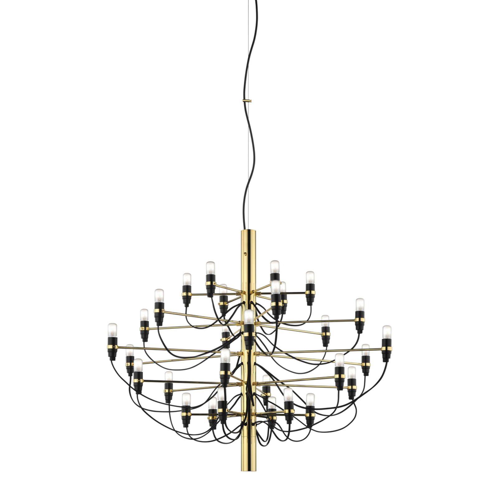 FLOS 2097/50 LED chandelier, frosted, brass