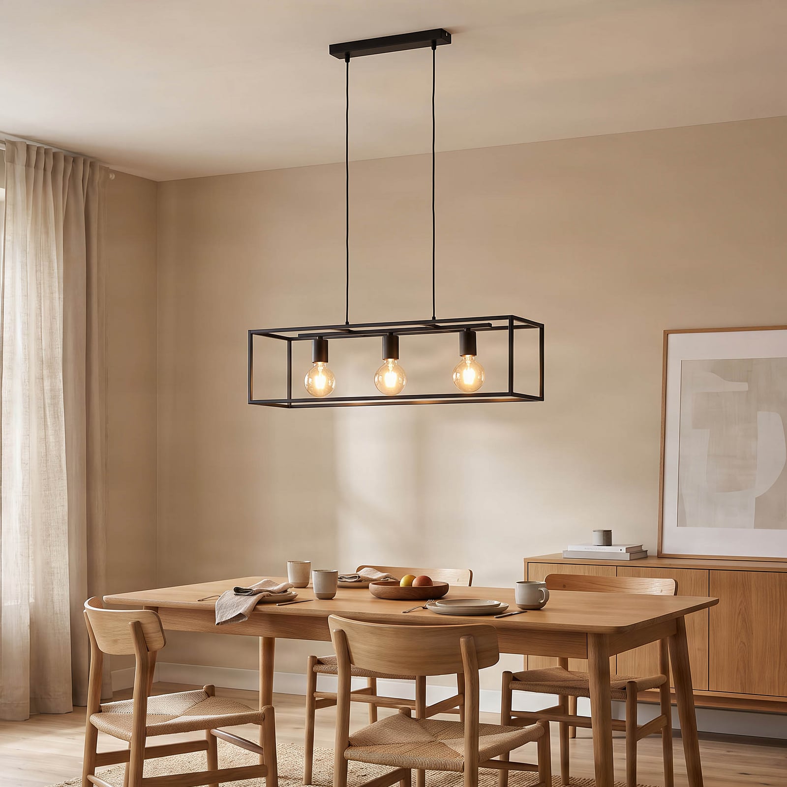 Lindby pendant light Emily, 72 cm, black, 3-bulb, metal Lindby pendant light Emily, 72 cm, black, 3-bulb, metal