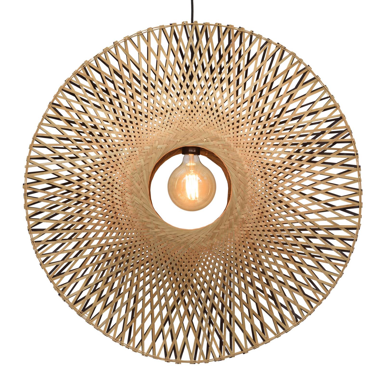Good & Mojo Kalimantan-riippuvalo pystysuora Ø87cm - design riippuvalaisin - lamppu Olohuoneen/ruokailutila luonnollinen, musta