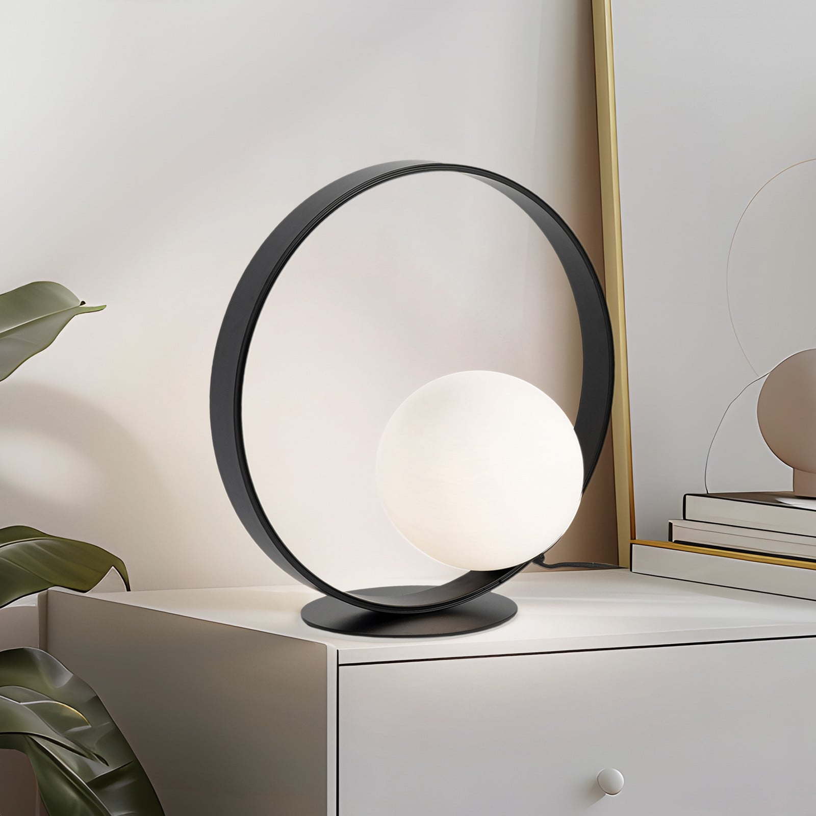 Infinite bordlampe, sort/hvid, Ø 40 cm NOLA - Stue - Moderne - Glas - Rund