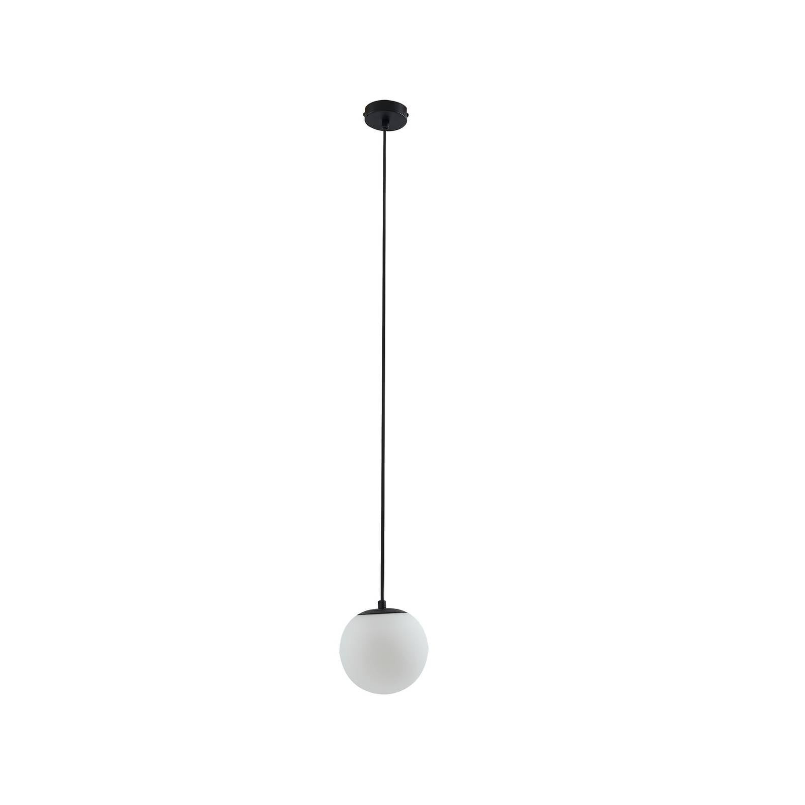 Lucande Hängelampe Bidolo, schwarz, Glas, Ø 15 cm, IP44