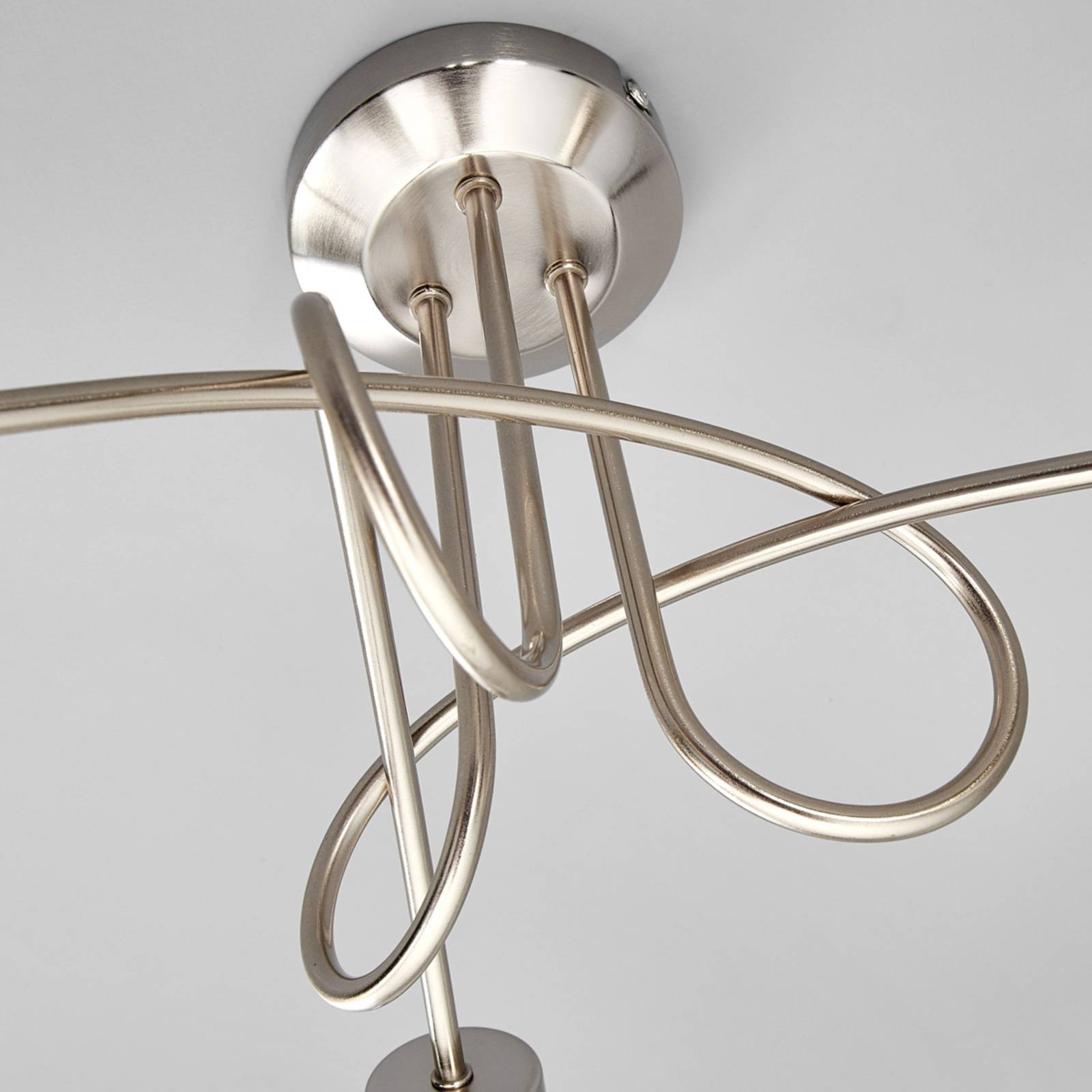 Lampa sufitowa Lindby Elaina, Ø 38 cm, 3-punktowa, nikiel, szkło, E14