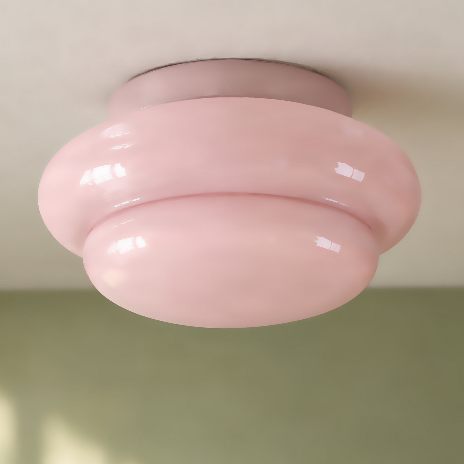 Leilani taklampa, rosa, E27, &Oslash; 35 cm, glas &ndash; Lucande - Vardagsrum - Design - Med en ljusk&auml;lla