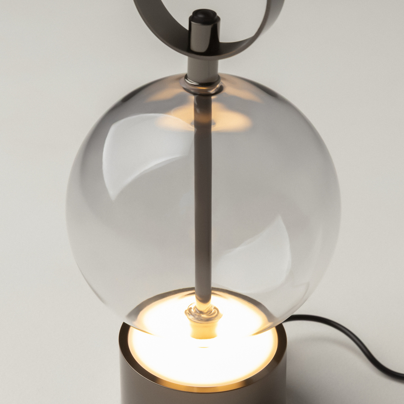 DOUBLE MOON rechargeable LED table lamp, smoky grey, height 25 cm, glass DOUBLE MOON rechargeable LED table lamp, smoky grey, height 25 cm, glass