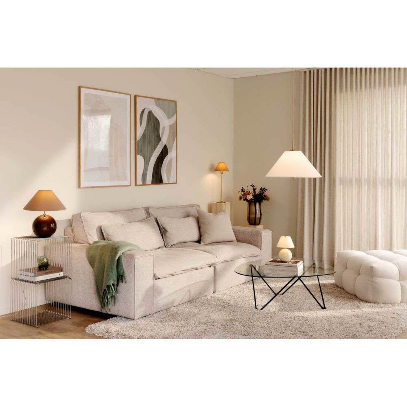 Globen Lighting Hängeleuchte IRIS, creme, Ø 50 cm