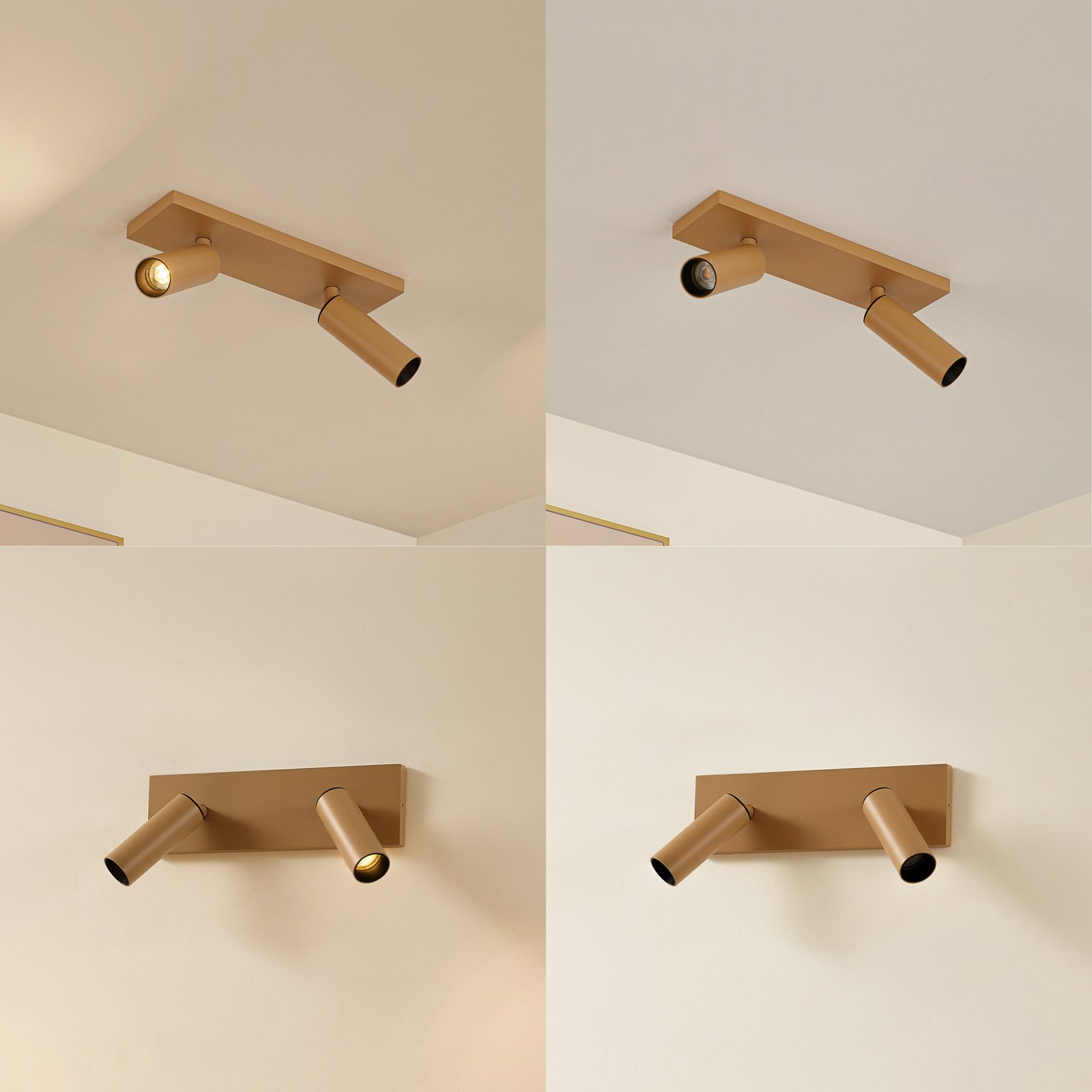 Arcchio Brinja Slim ceiling spotlight, brown, 2-bulb, GU10 MR11