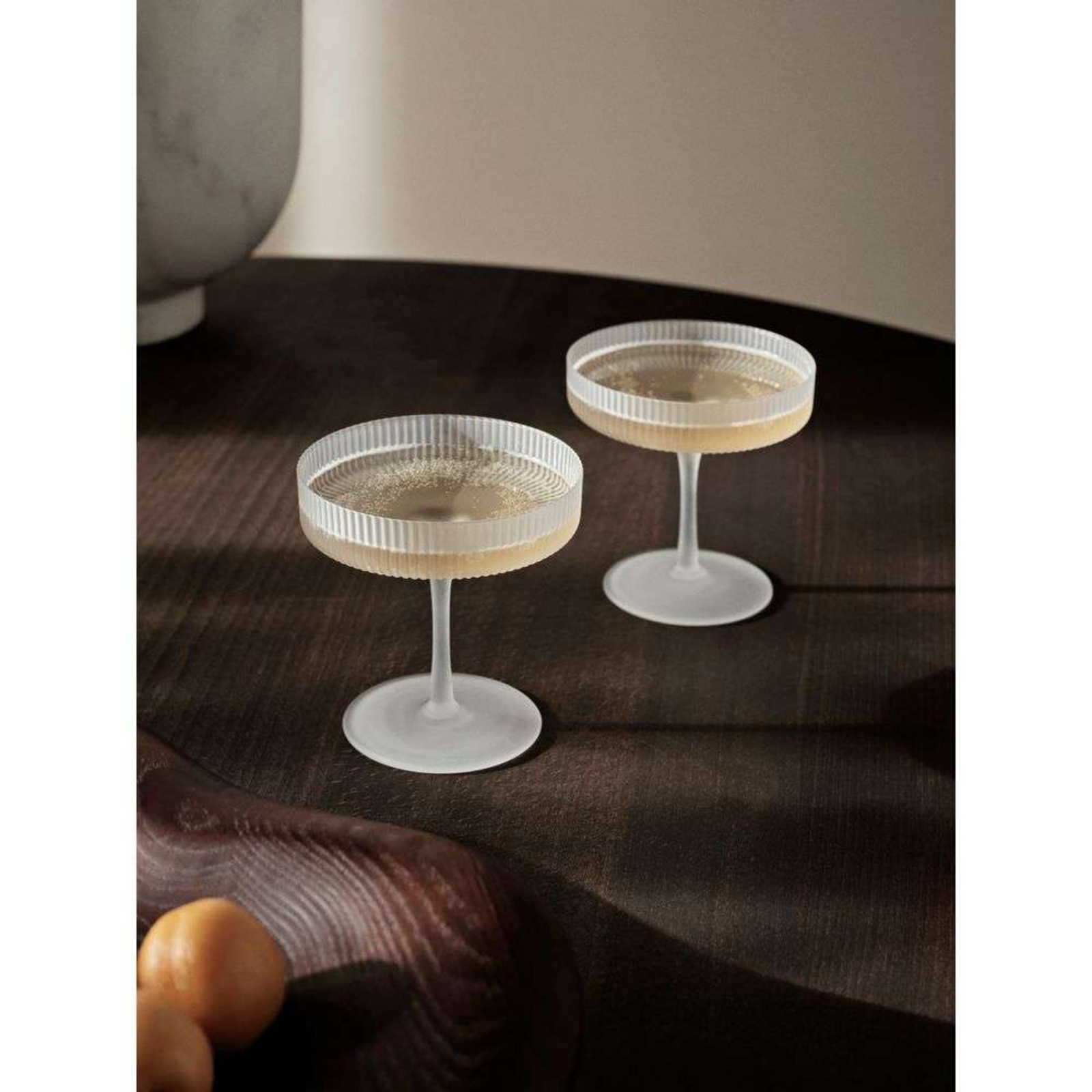 Ripple Champagne Saucers Set of 2 Frosted - Ferm Living