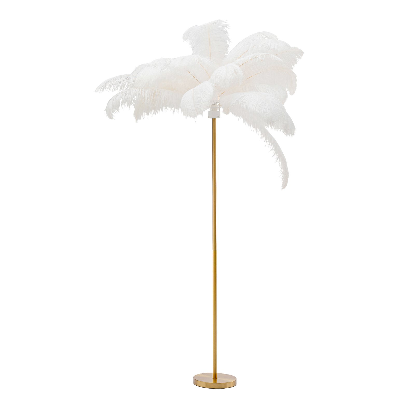 KARE Feather Palm stojacia lampa s perím, biela