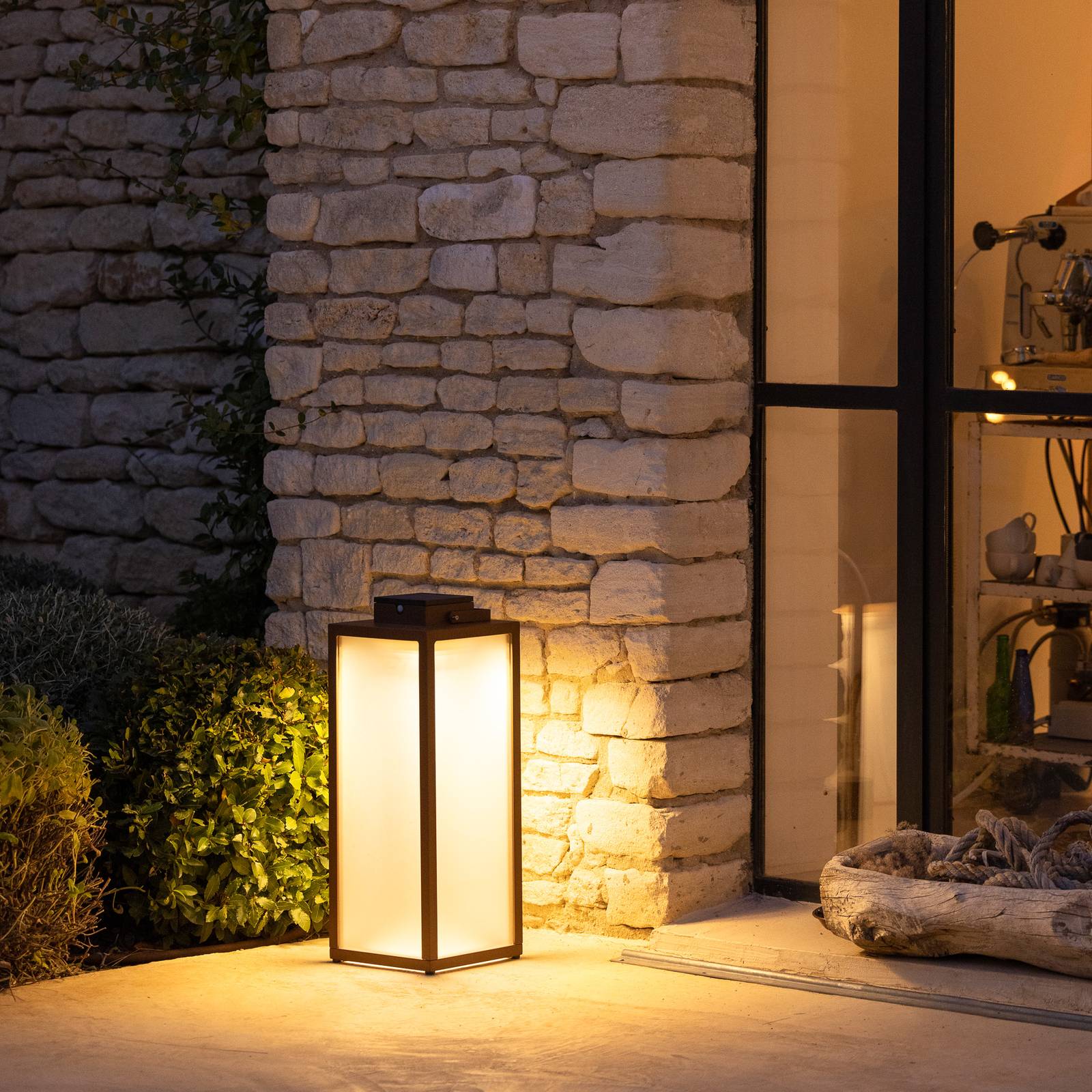 Les Jardins Tradition LED-solcellslanternin corten höjd 65 cm