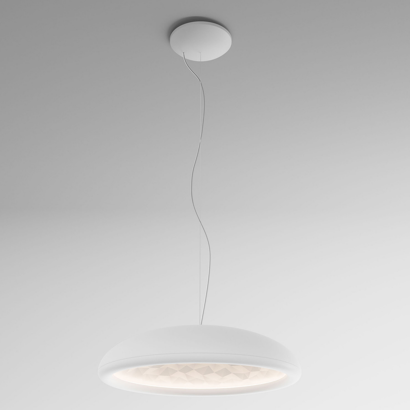 Rotaliana Febo H1 LED hanging lamp matt white, for Living / Dining Room, aluminium, plastic, steel, 48 W, energy efficiency: A+, H: 15 cm
