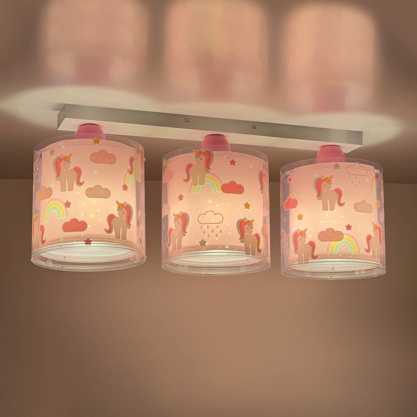 Dalber Unicorns ceiling lamp unicorn motif, 3-bulb