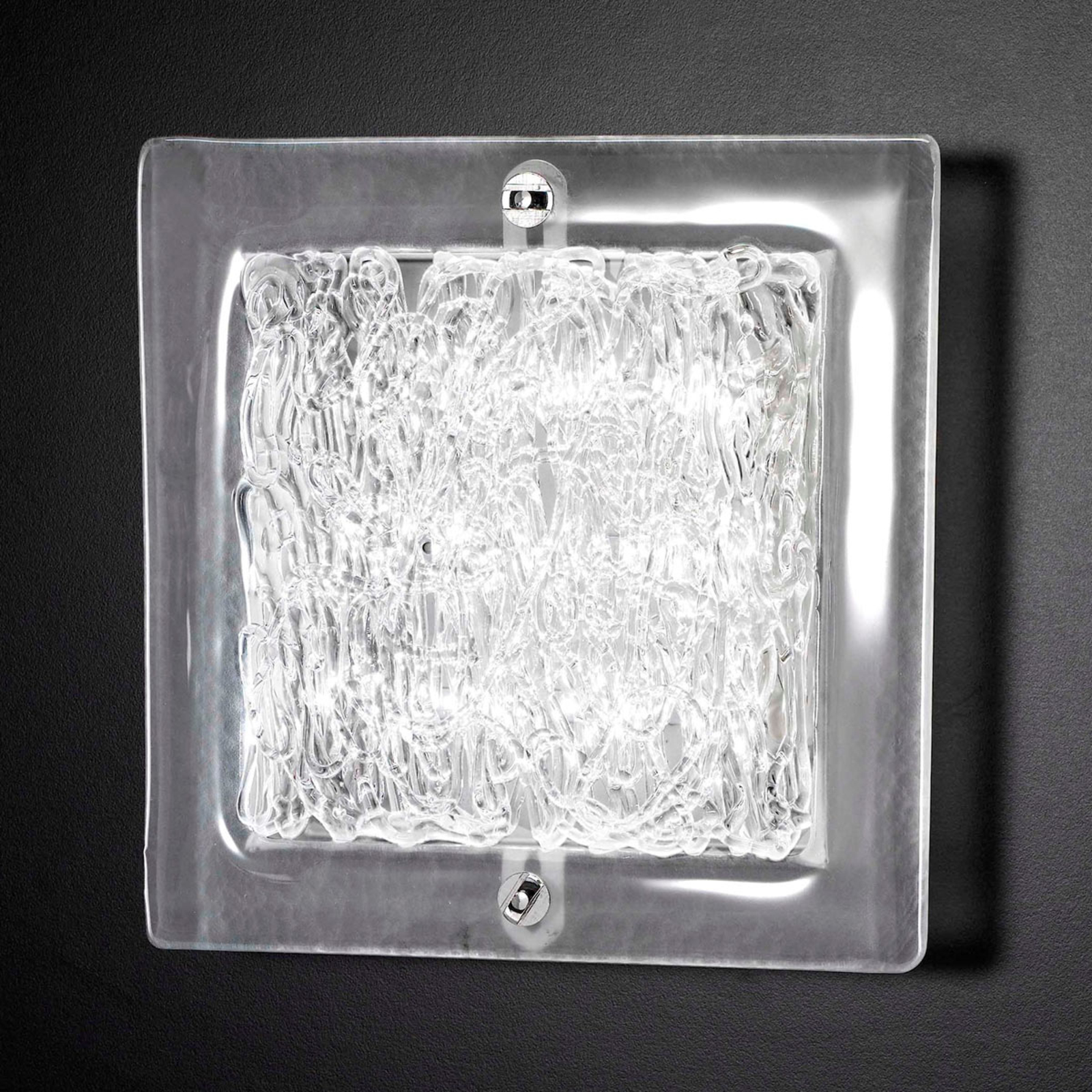 Cremasco Mary glass wall light 35 x cm, for Living / Dining Room, metal, glass, crystal, 2G11, 18 W, energy efficiency: A+, W: 35 cm, H: 35 cm