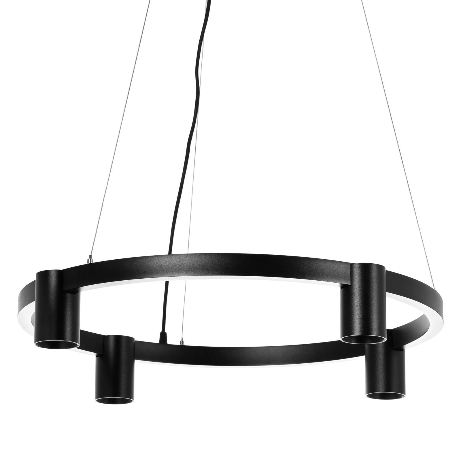 Lampa wisząca Arcchio Brinja, czarna, Ø 64 cm, 4-punktowa, GU10