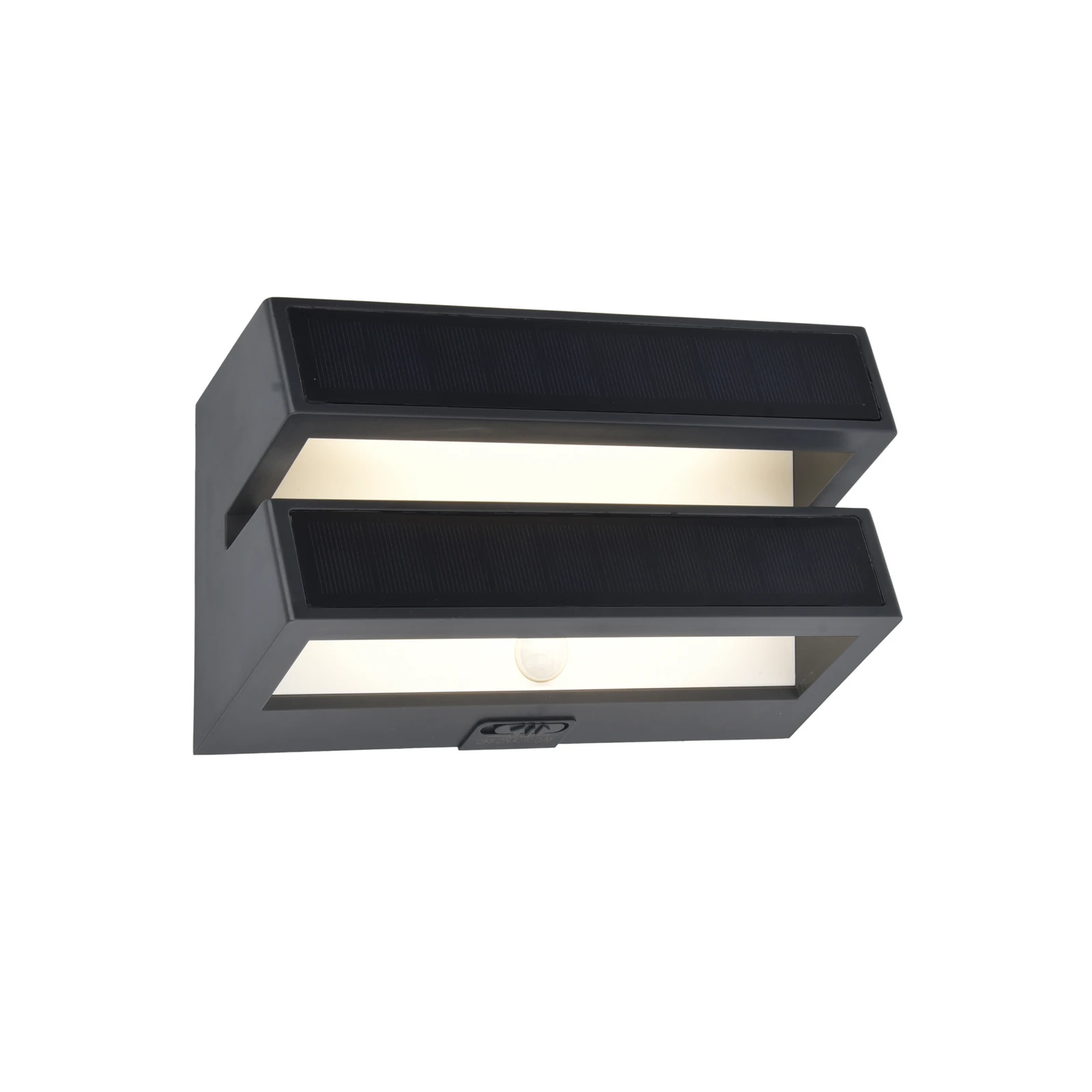 LED saules enerģijas āra sienas lampa BARLO, tumši pelēka, 21 cm, ar sensoru,