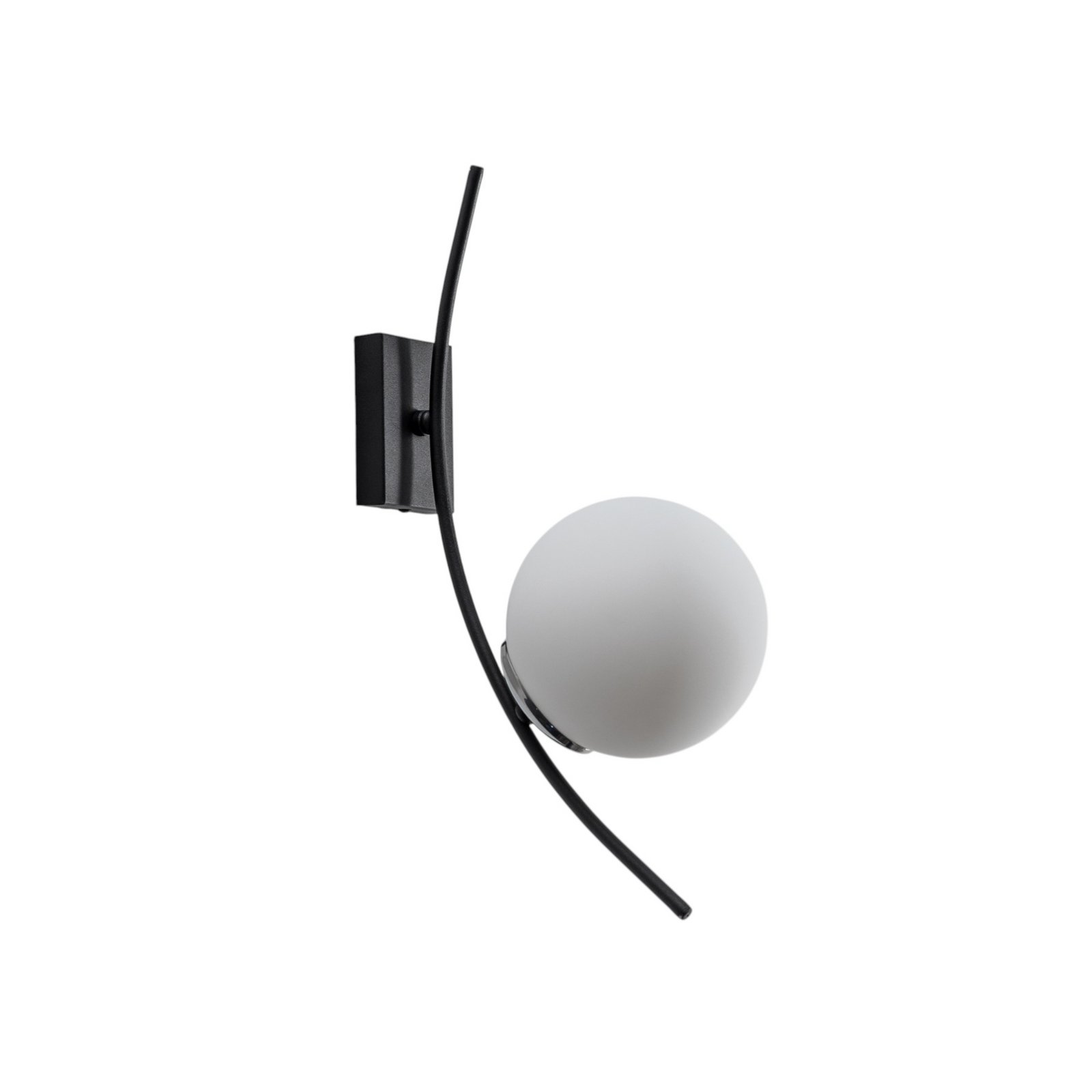 Aplique de pared Hilal 3821, negro, cristal opalino, altura 44 cm