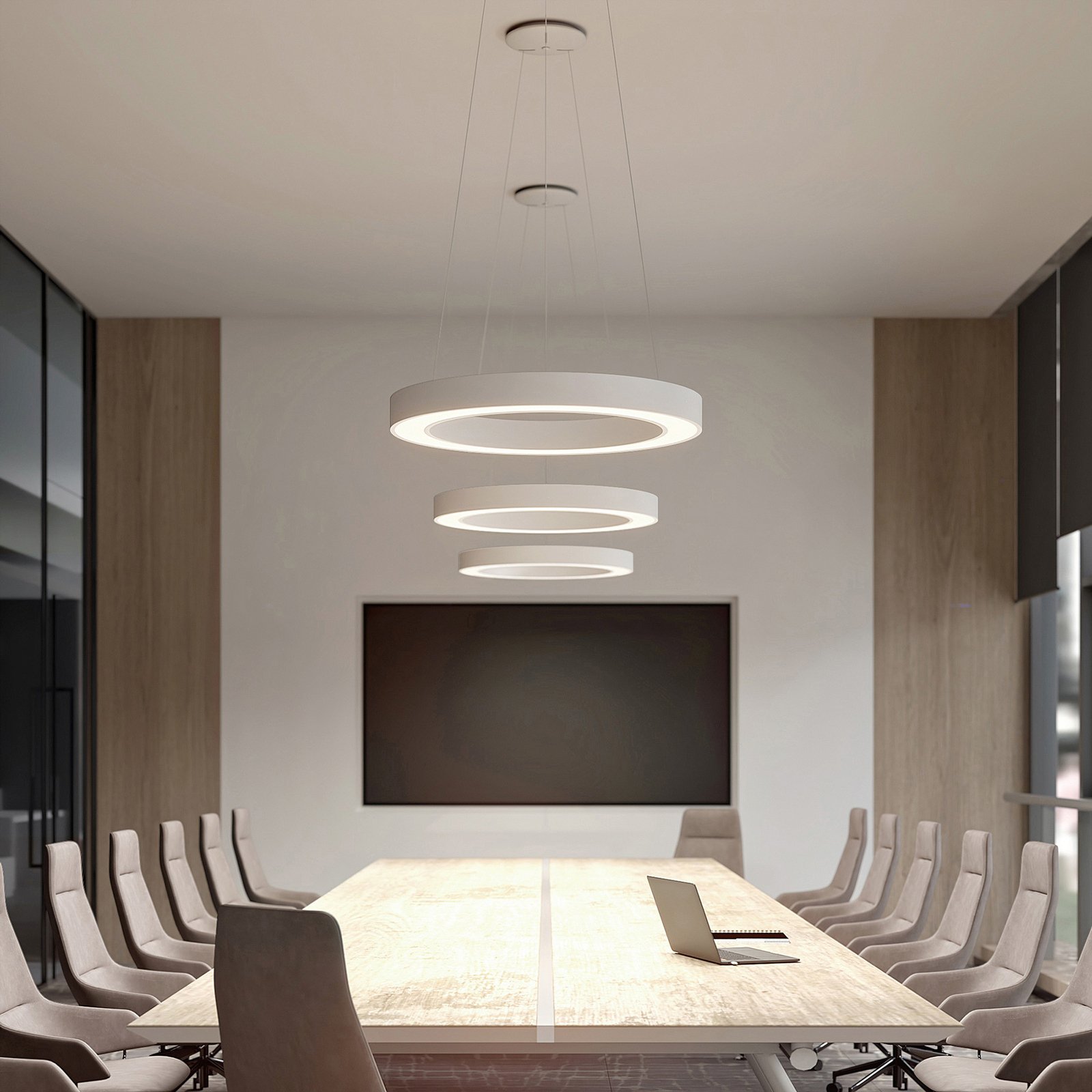 Arcchio Sharelyn LED-Pendelleuchte, Ø 80 cm, weiß, Ring, CCT
