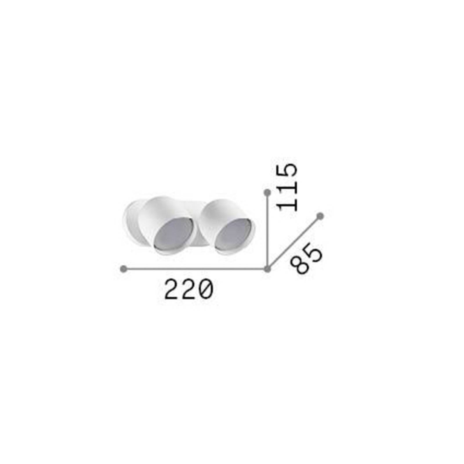 Ideal Lux kinkiet Dodo biały 2-punktowy metal Ø 8,5 cm