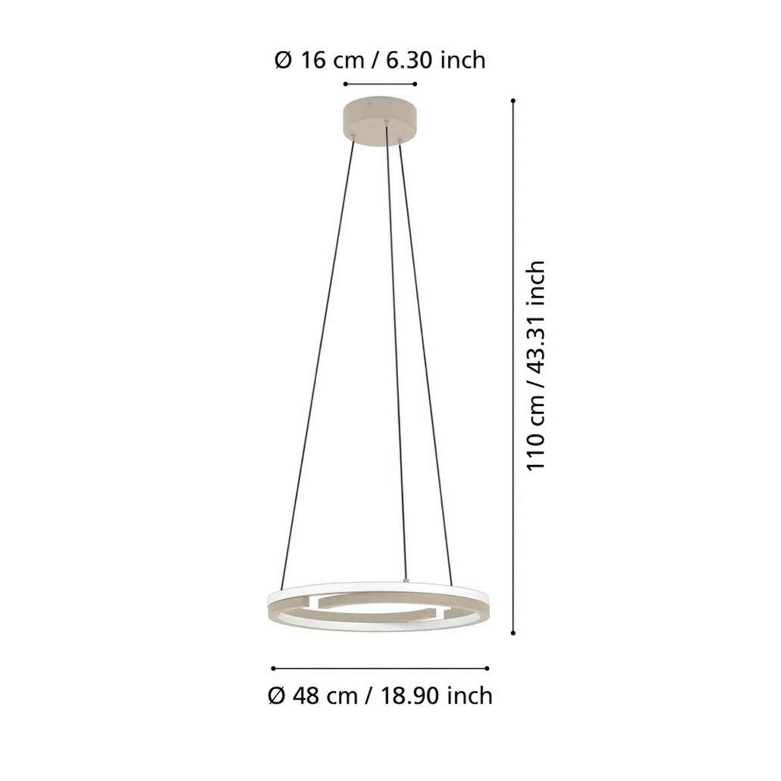 EGLO LED hanglamp MEZZOMONTE, beige, Ø 48 cm, CCT EGLO LED hanglamp MEZZOMONTE, beige, Ø 48 cm, CCT