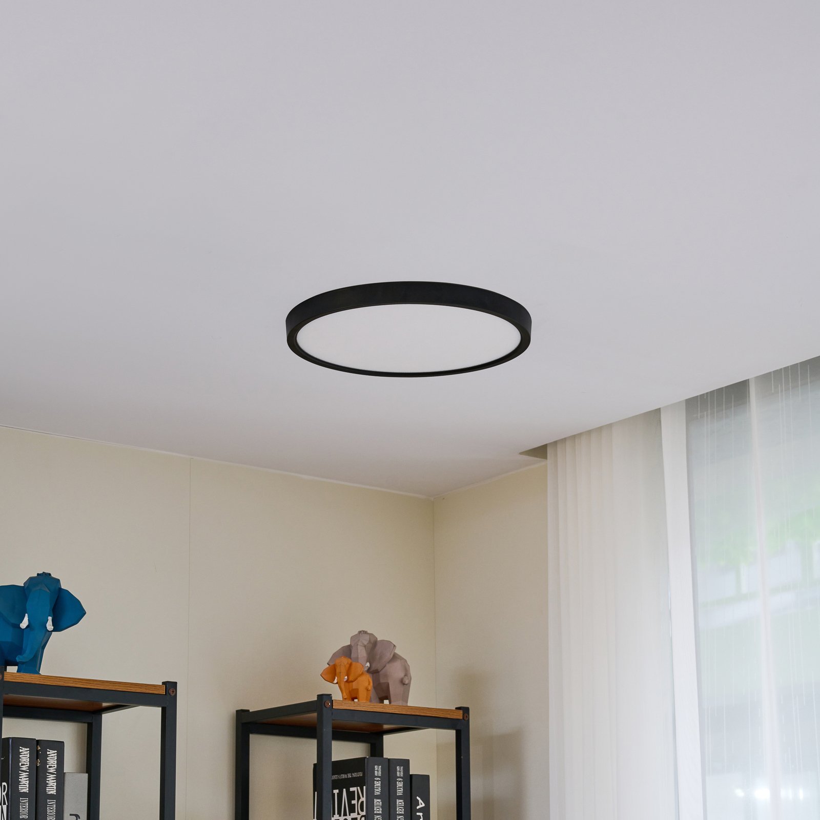 Lindby Smart LED-Deckenleuchte Pravin, Ø 40 cm, CCT, schwarz