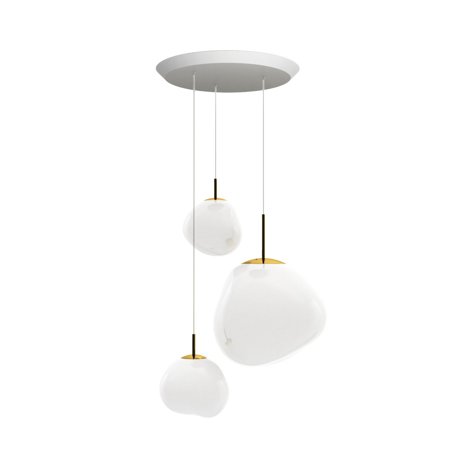 Tom Dixon Melt Pendant System Trio Round opal/auriu - Camera de zi / sufragerie - Design - opal auriu - Plastic