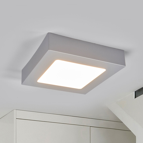 LED plafondlamp Marlo zilver 3000K hoekig 18,1cm