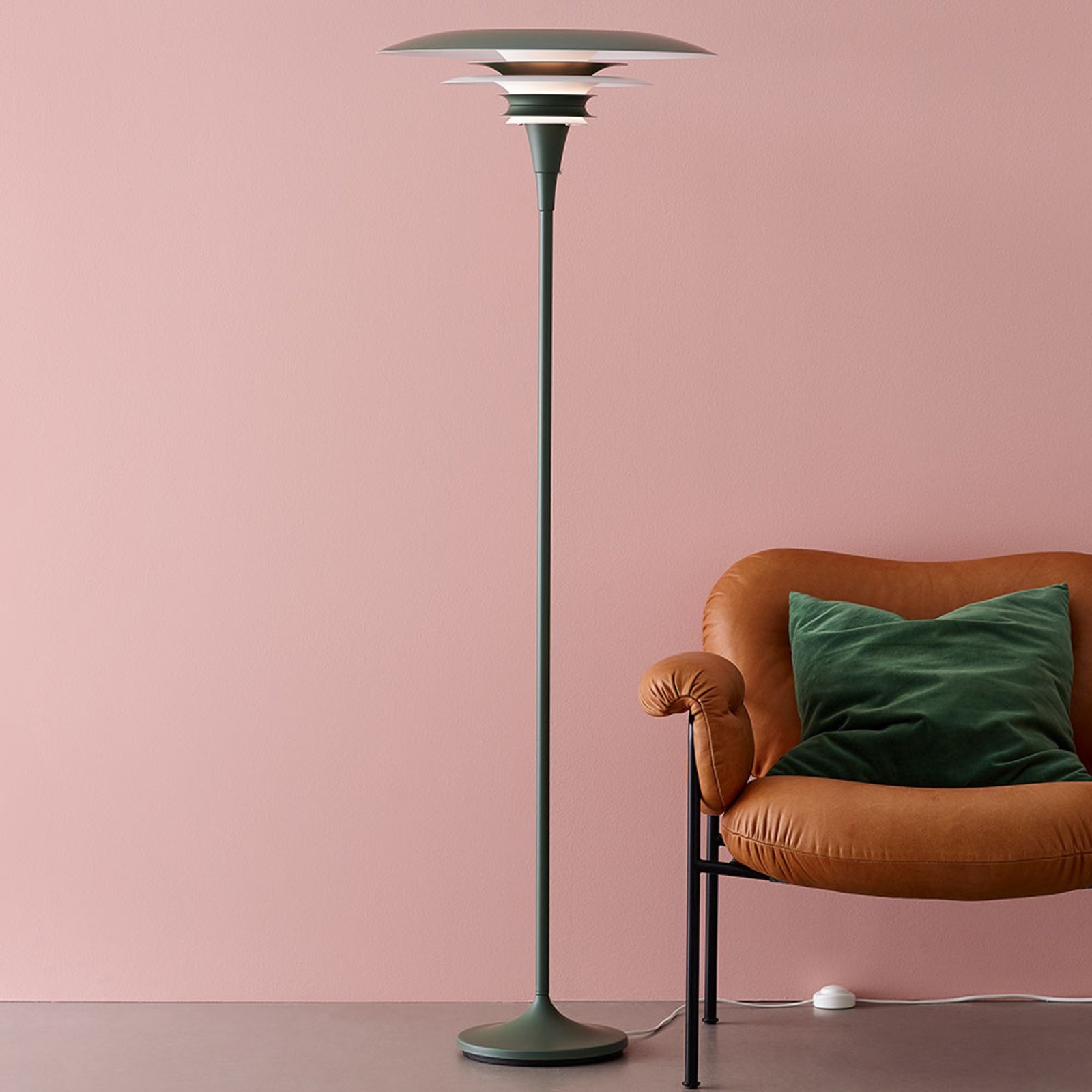 BELID Diablo floor lamp, avocado green, for Living / Dining Room, metal, E27, 60 W, energy efficiency: A++, H: 149.2 cm