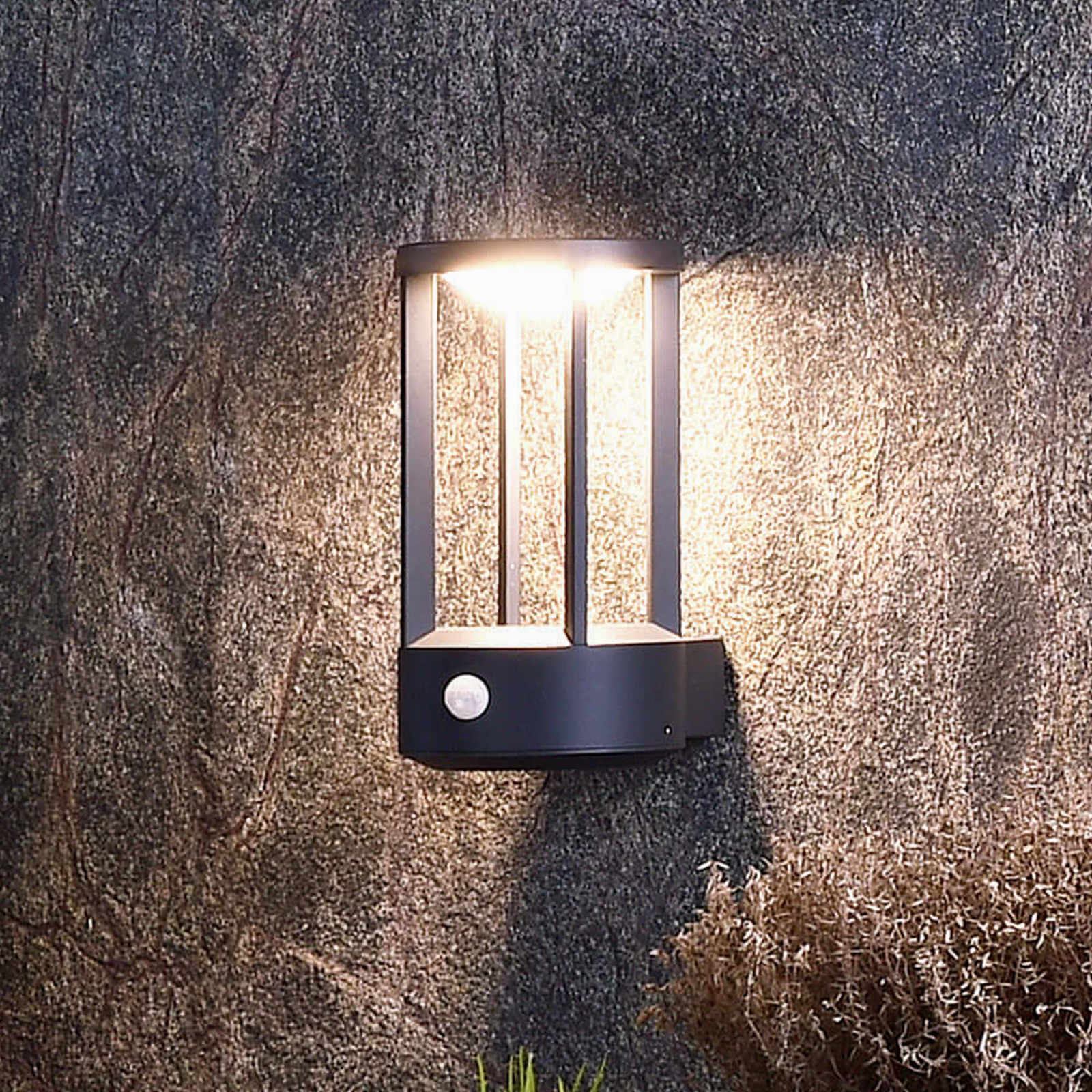 Sensor-Außenwandleuchte Albaldah, LED, dunkelgrau