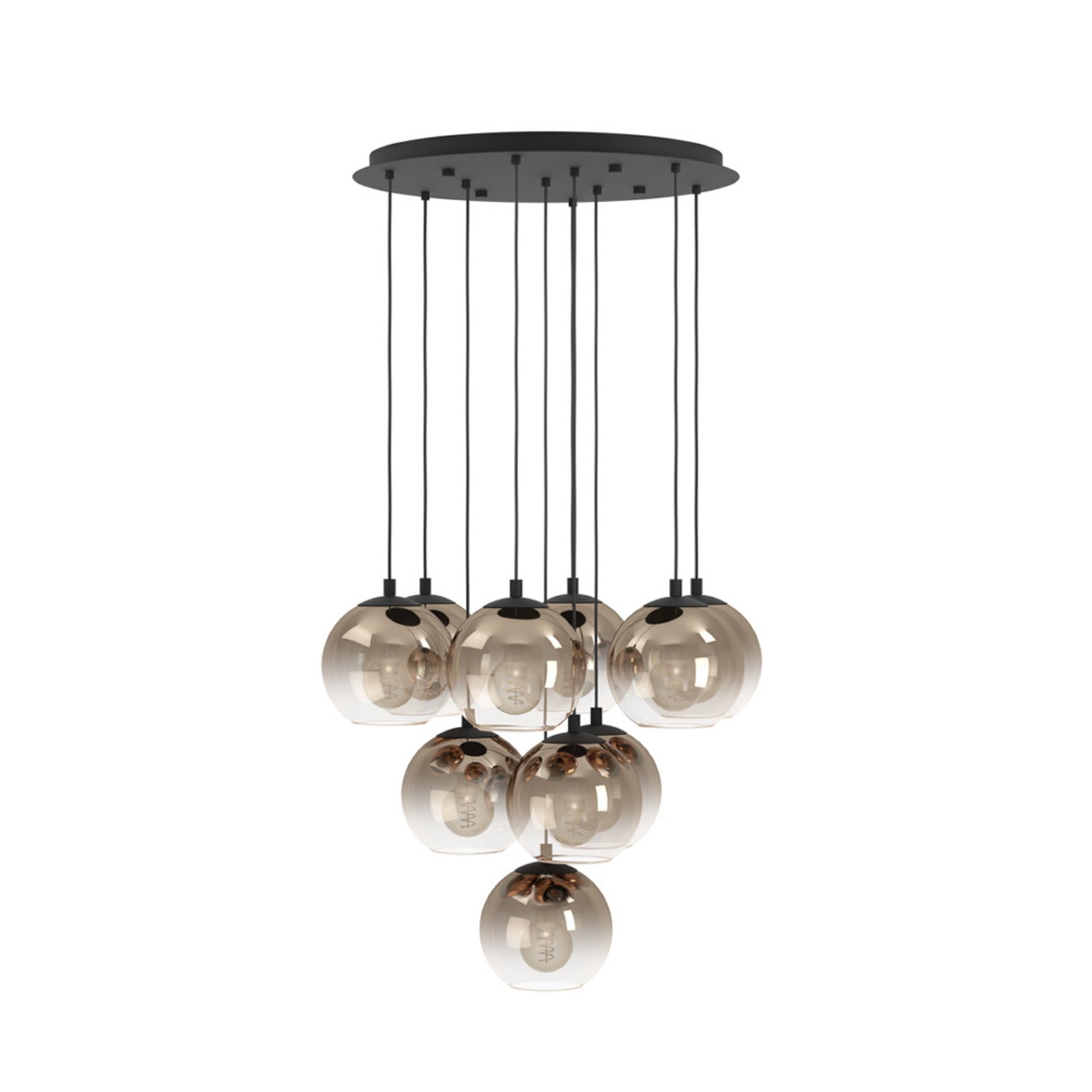 Suspension EGLO ARISCANI 1, Ø 65 cm, à 10 lampes, noir/cuivre Suspension EGLO ARISCANI 1, Ø 65 cm, à 10 lampes, noir/cuivre