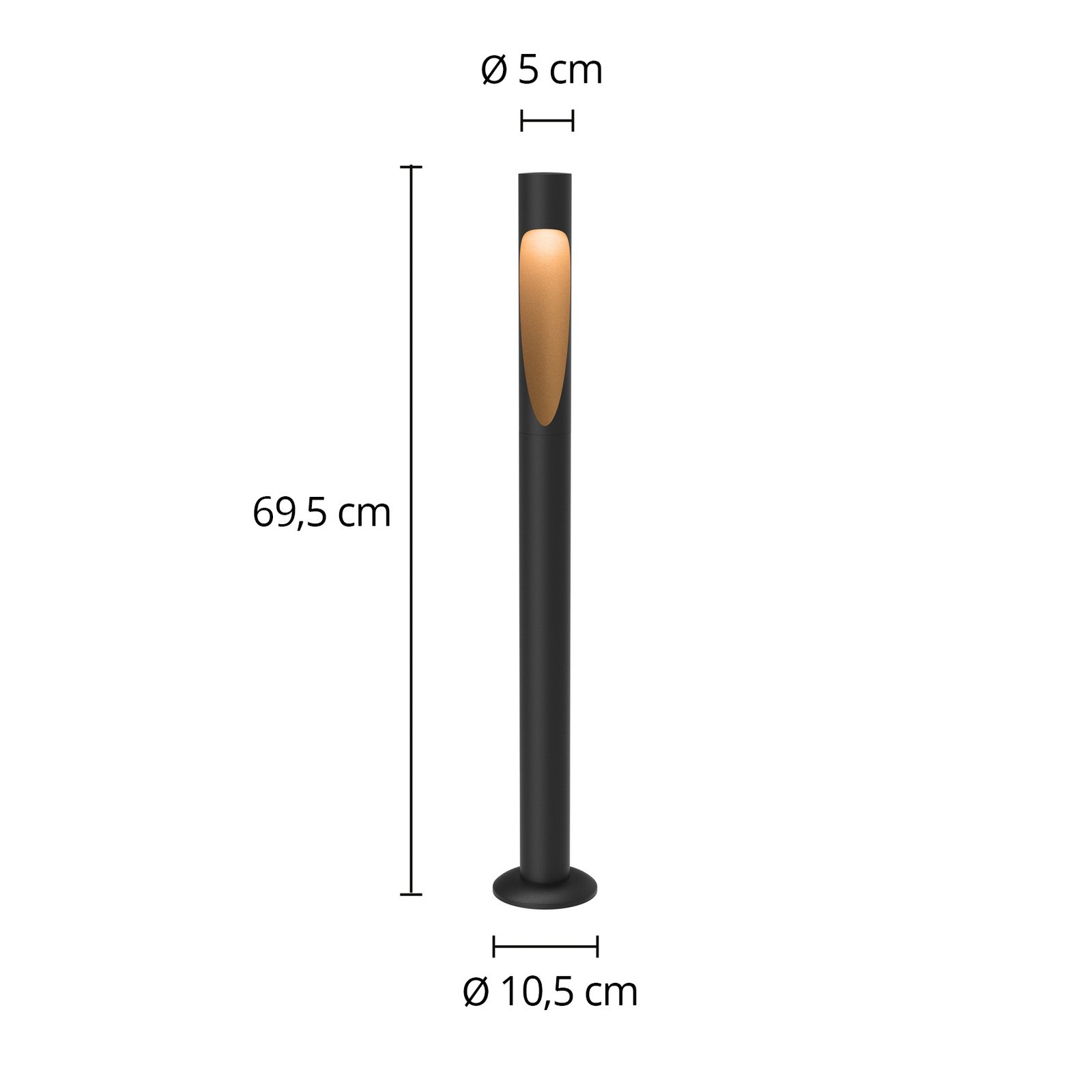 Louis Poulsen, borne lumineuse Flindt, 927 noir, pied de 70 cm, 24 V