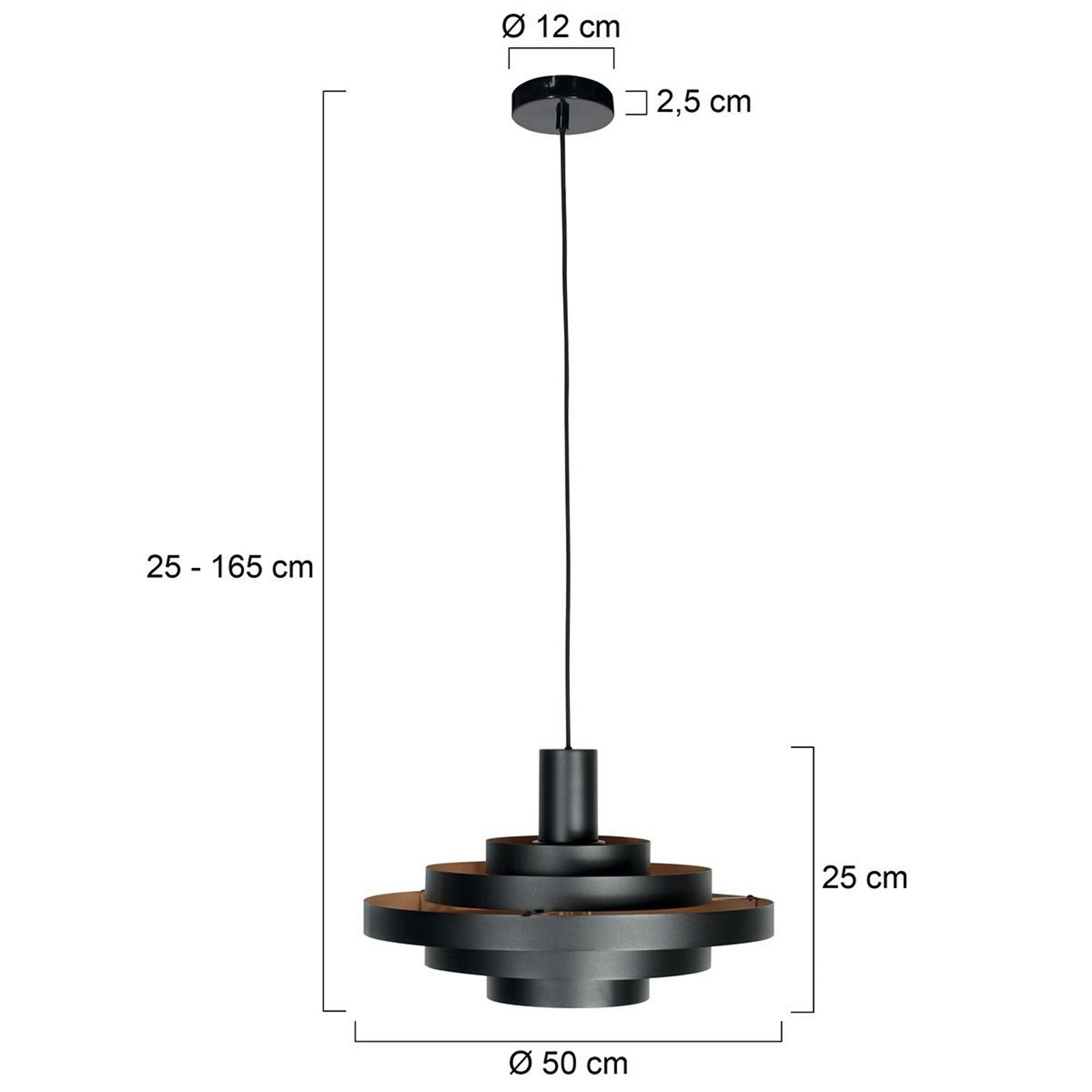 Halo Cirque pendant light, black, metal, Ø 50 cm, E27