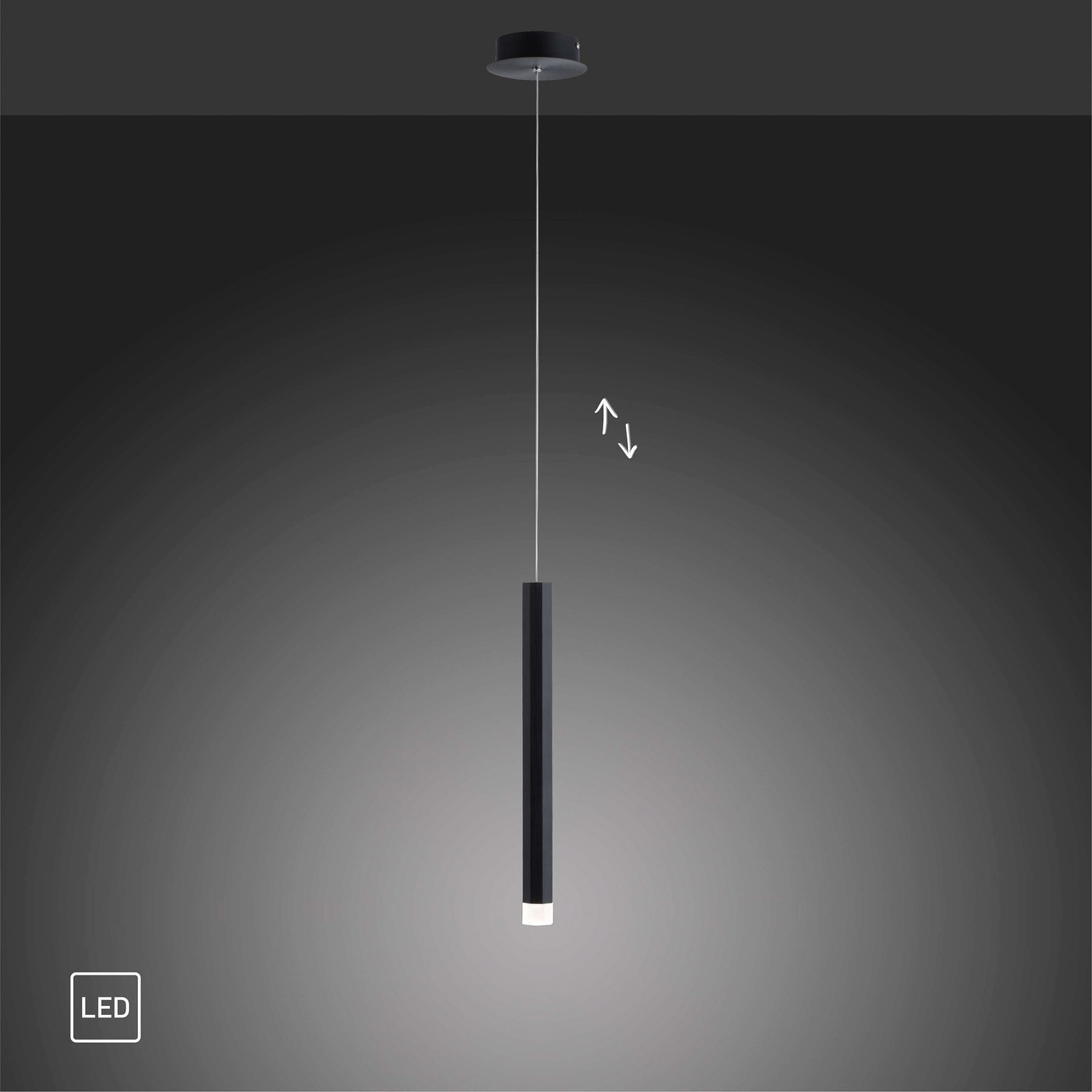 Lámpara colgante LED Bruno, 1 luz, negro
