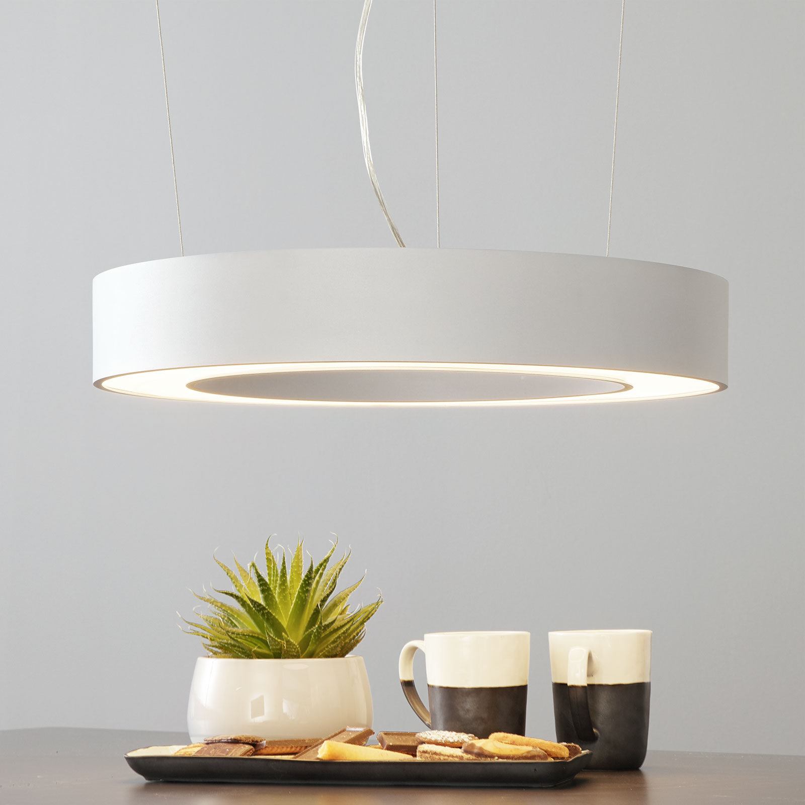 Arcchio Pietro LED-hængelampe, sølv, 50 cm, 30 W