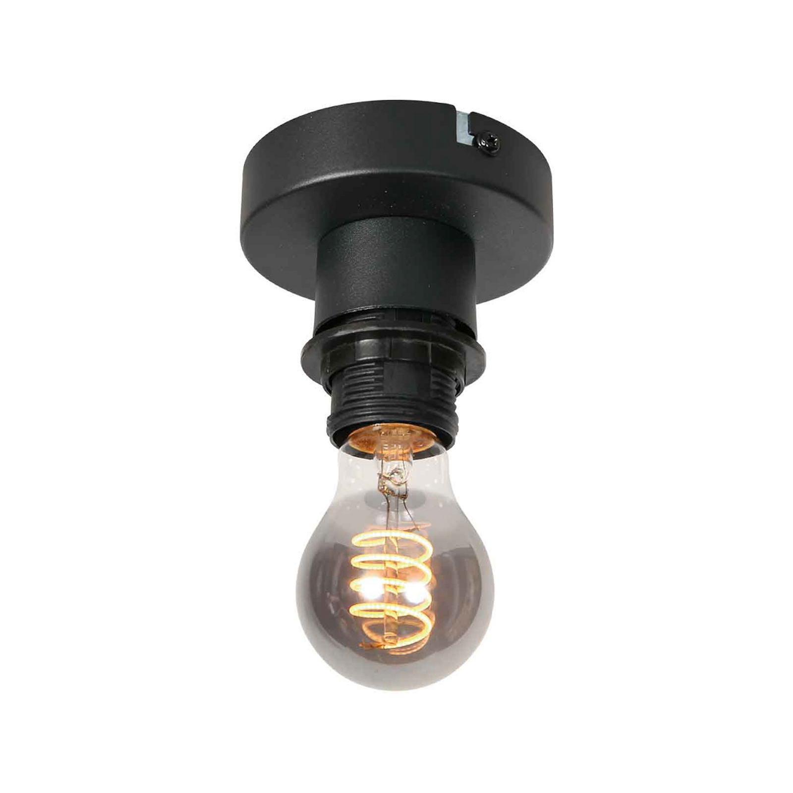 Stropna lampa Bloeba, bijela/crna, Ø 25 cm, lan/metal