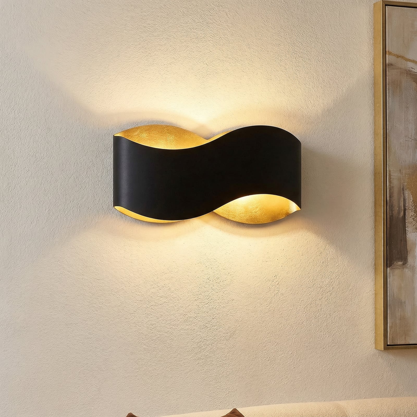 Dailin wall light, black/gold, 30 cm, metal - Lindby