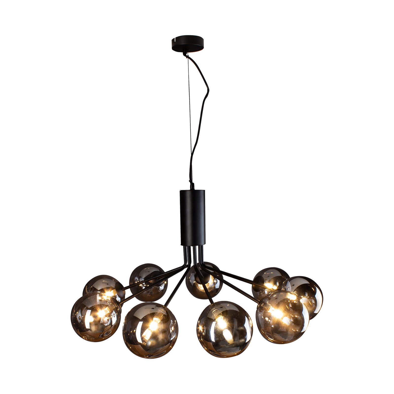 Neptune pendant light round black, glass globes