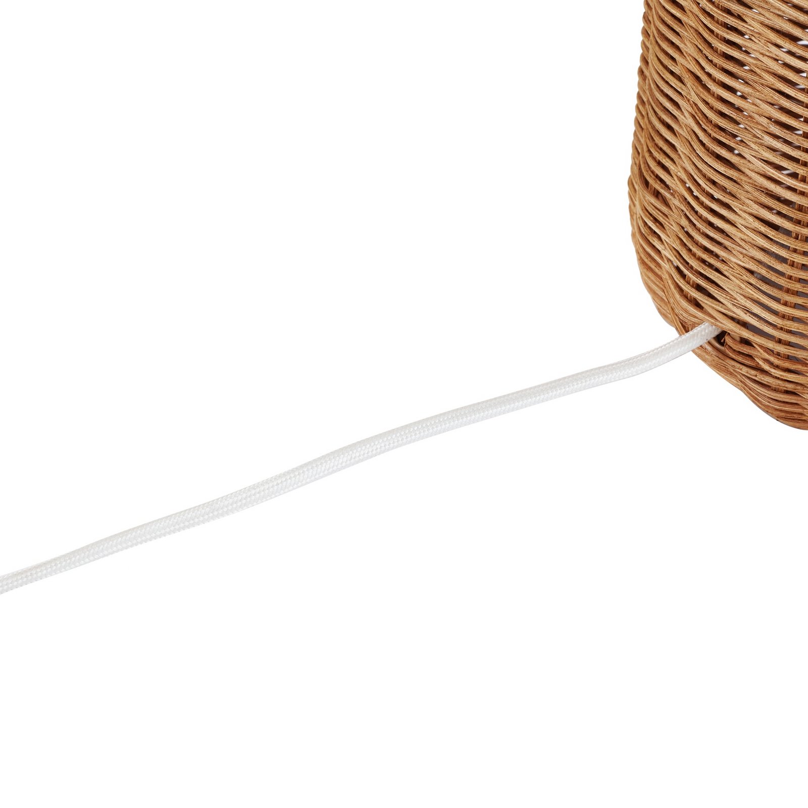 Lirenda table lamp, natural/white, rattan, height 52 cm - Lindby