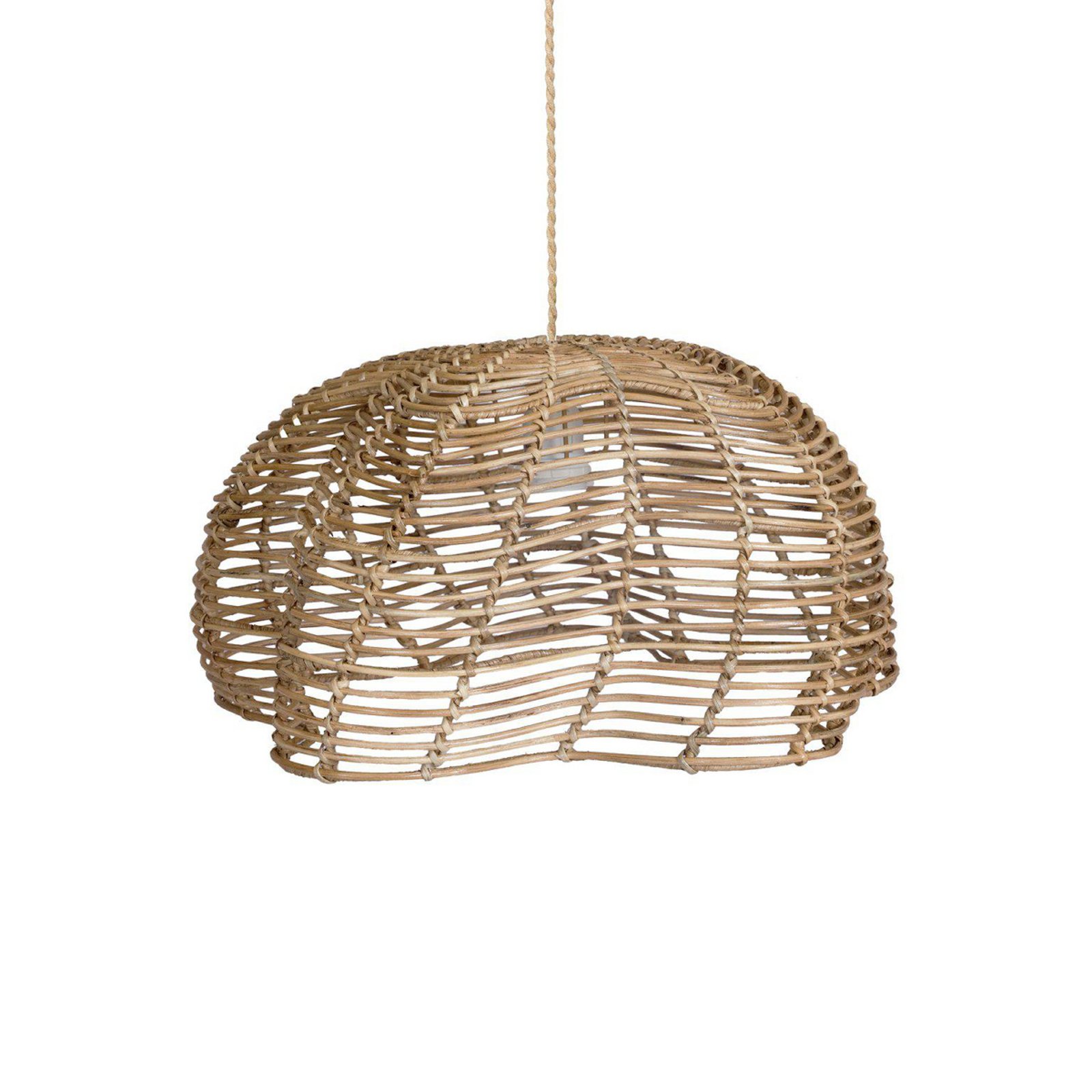 PR Home Candeeiro suspenso Mayla, cor de madeira, rattan, Ø 43 cm