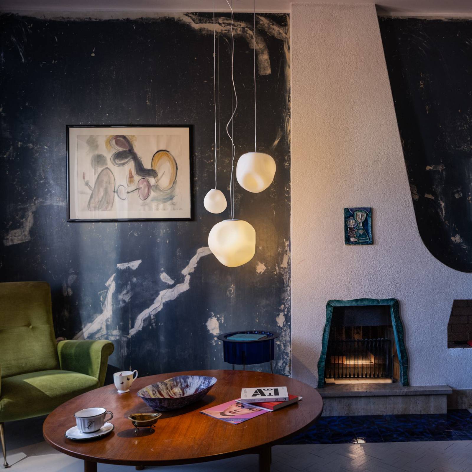 Foscarini żyrandol Hoba Midi, Ø 19 cm, zawieszenie 1000 cm