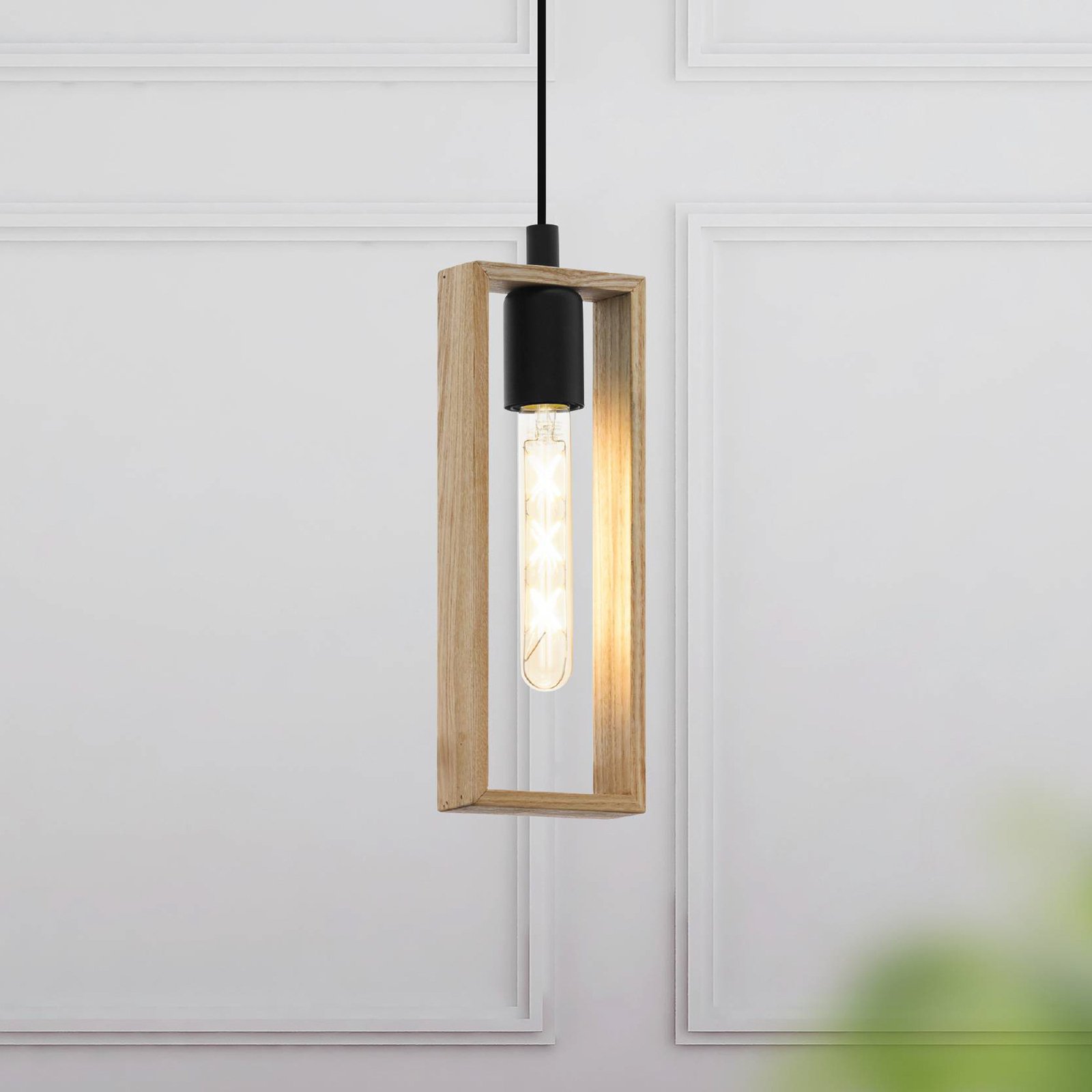 Littleton pendant light, black/brown, 1-bulb